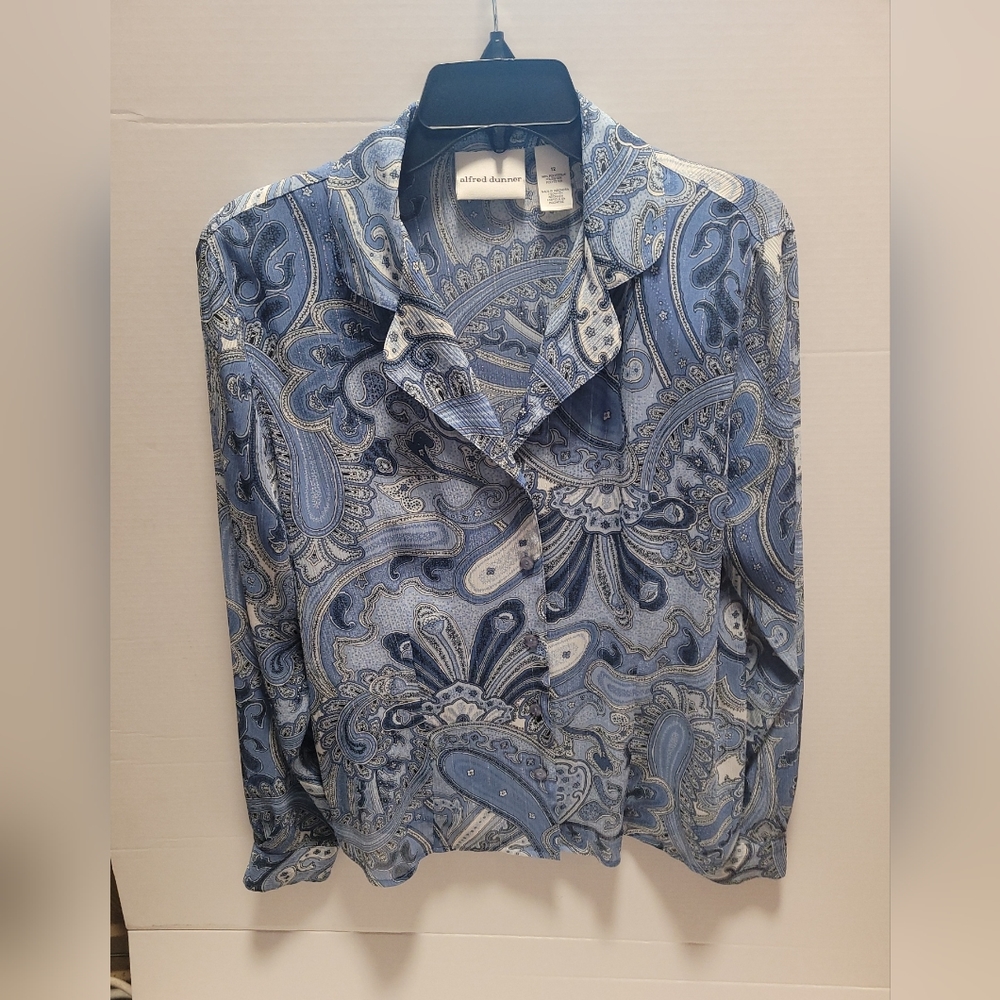 ALFRED DUNNER blouse - SIZE 12 blue sheer